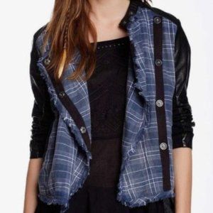 Free People Flannel Vegan Leather Jacket